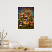 Vos in de pompoenveld Schattige herfst kunst Poster (Keuken)