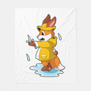 Vos in de regen met regendruppels fleece deken