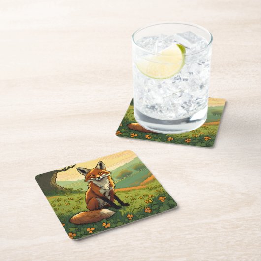 Vos in de Shamrocks Kartonnen Onderzetters (Insitu)