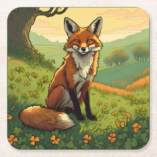 Vos in de Shamrocks Kartonnen Onderzetters (Voorkant)