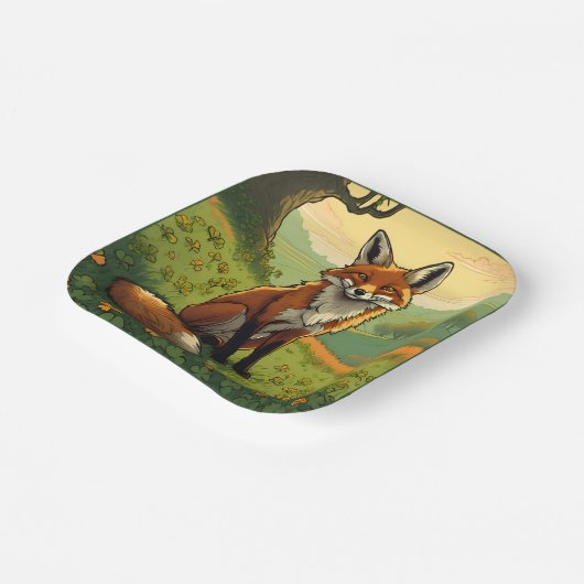 Vos in de Shamrocks Papieren Bordje (Gebogen)