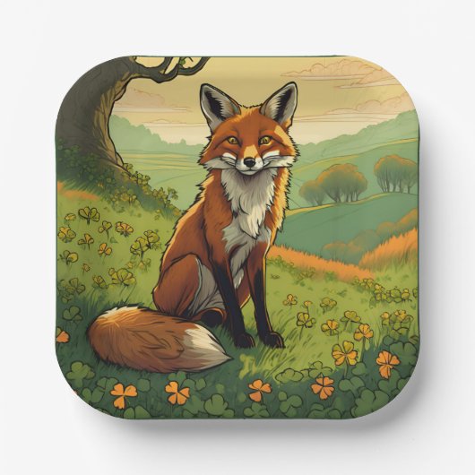 Vos in de Shamrocks Papieren Bordje (Voorkant)