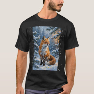 Vos in de Sneeuw Winter Kunst T-shirt