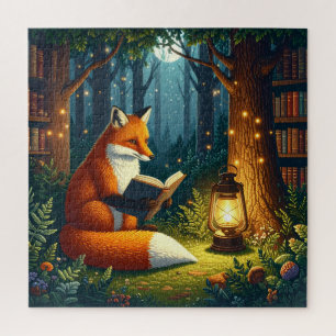 Vos in een betoverde bosbibliotheek legpuzzel