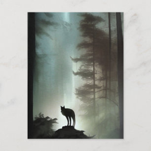 Vos in een nevelig bos - Wildlife Art Card Briefkaart