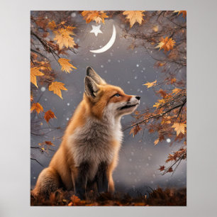 Vos in herfstkleuren mystiek magisch mooi poster