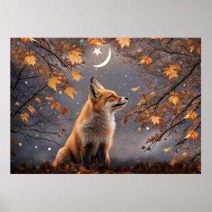 Vos in herfstkleuren mystiek magisch mooi poster