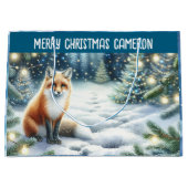 Vos in het betoverde bos gepersonaliseerde kerst groot cadeauzakje (Voorkant)