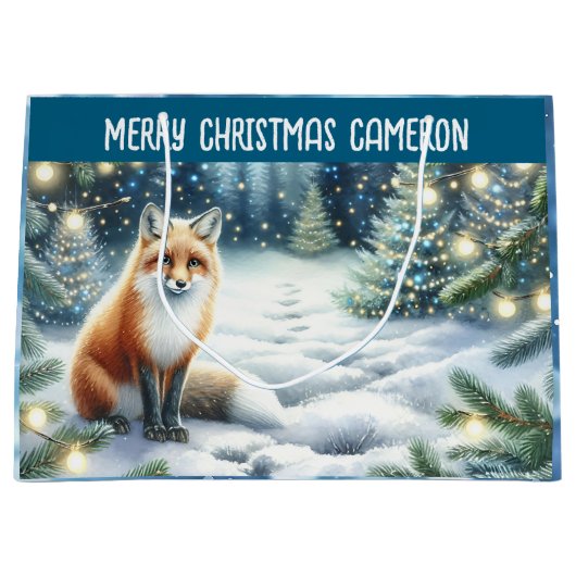 Vos in het betoverde bos gepersonaliseerde kerst groot cadeauzakje