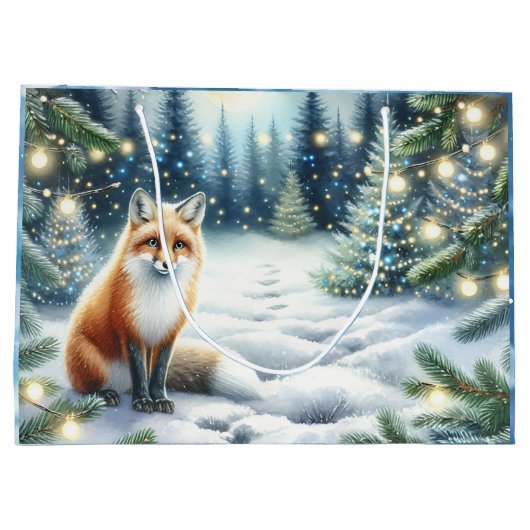 Vos in het betoverde bos gepersonaliseerde kerst groot cadeauzakje (Achterkant)