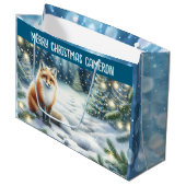 Vos in het betoverde bos gepersonaliseerde kerst groot cadeauzakje (Voorkant Gekanteld)