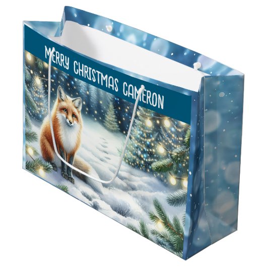 Vos in het betoverde bos gepersonaliseerde kerst groot cadeauzakje (Voorkant Gekanteld)