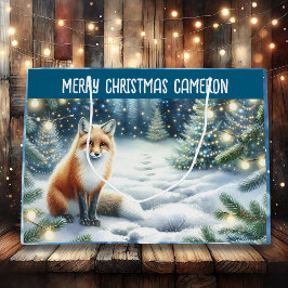 Vos in het betoverde bos gepersonaliseerde kerst groot cadeauzakje