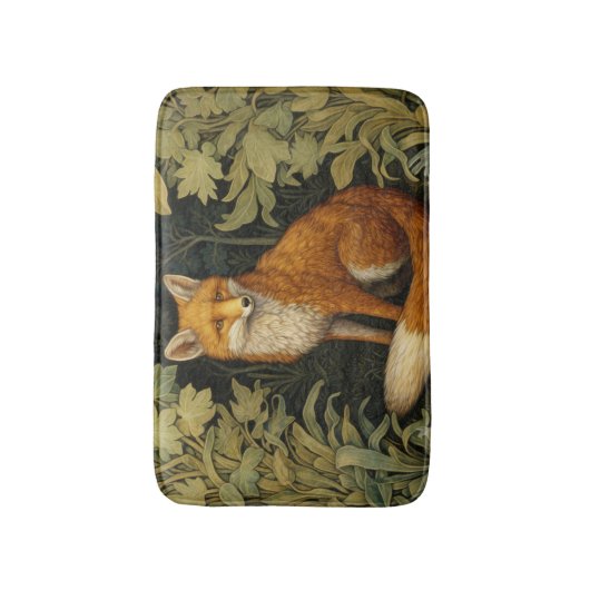 Vos in het bos, Art nouveau stijl Badmat (Voorkant Verticaal)