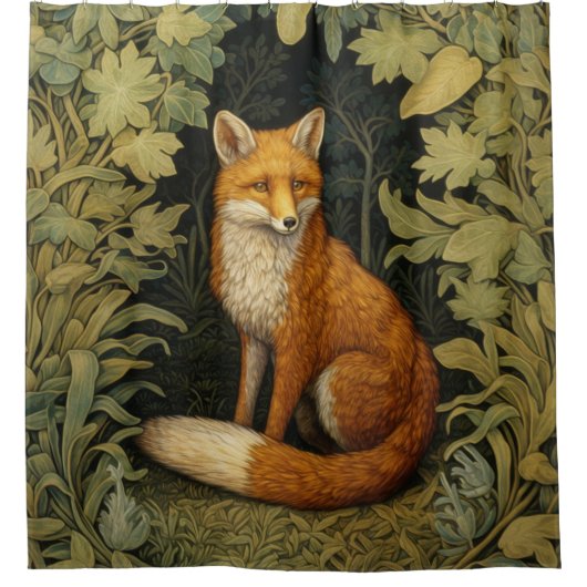 Vos in het bos, Art nouveau stijl Douchegordijn (Voorkant)