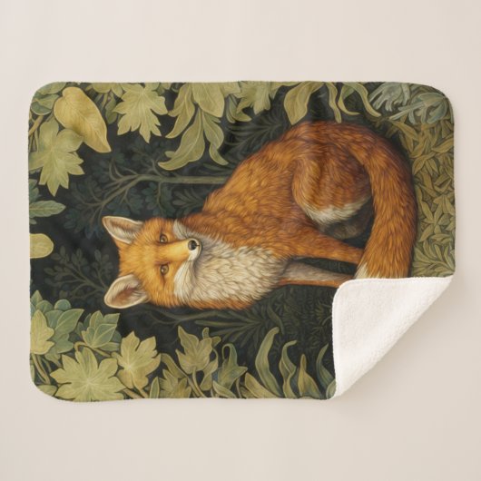 Vos in het bos, Art nouveau stijl Sherpa Deken (Voorkant (horizontaal))