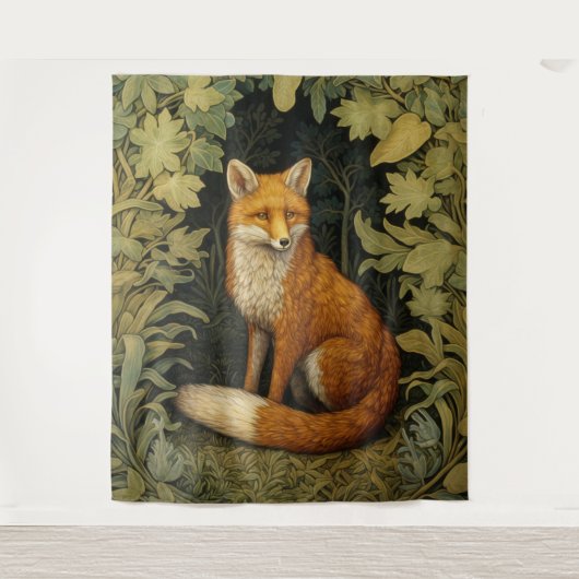 Vos in het bos, Art nouveau stijl Wandkleed (Voorkant)