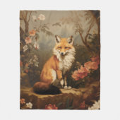 Vos in het bos humeurig Victoriaans Fleece Deken (Voorkant)