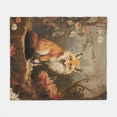 Vos in het bos humeurig Victoriaans Fleece Deken (Voorkant (Horizontaal))