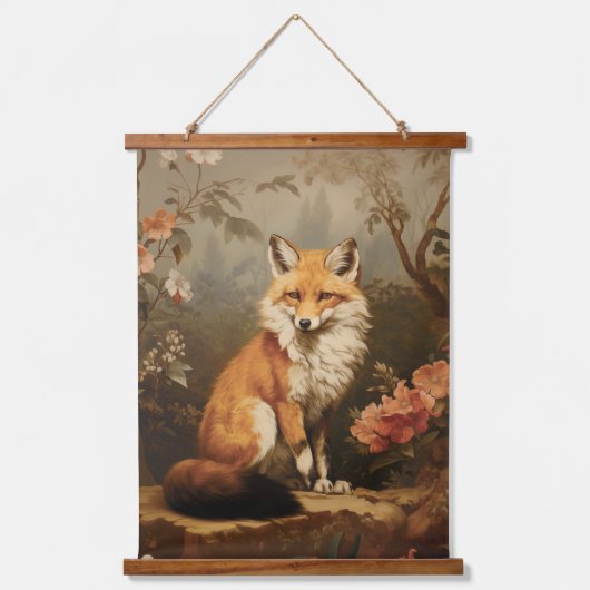 Vos in het bos humeurig Victoriaans Hangend Wandkleed (Voorkant)