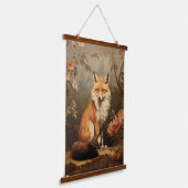 Vos in het bos humeurig Victoriaans Hangend Wandkleed (Gebogen)