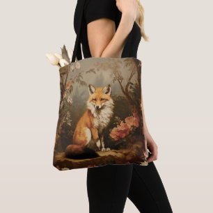 Vos in het bos humeurig Victoriaans Tote Bag