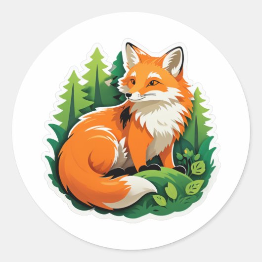 Vos in het bos Sticker (Voorkant)