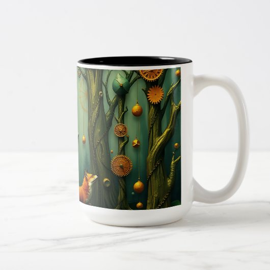 Vos in het Clockwork Forest Tweekleurige Koffiemok (Rechts)