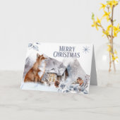 Vos in het land bos blokhut vogel DIY wensen Kaart (Gele Bloem)