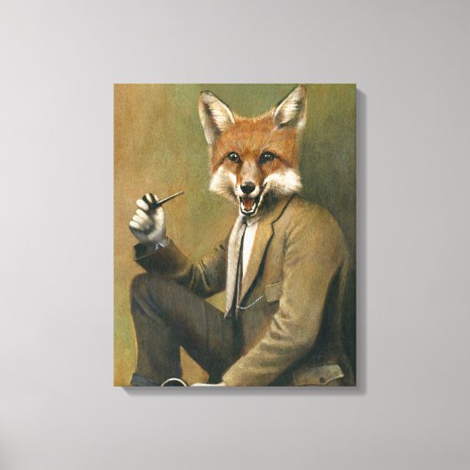 vos in pak verpakt canvas afdruk (Voorkant)