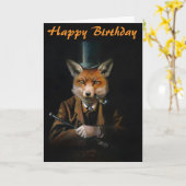 vos in Pet Verjaardag Kaart (Gele Bloem)