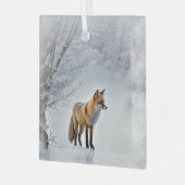 Vos in Sneeuw Wildlife Mooie Kerst Glas Ornament (Voorkant links)