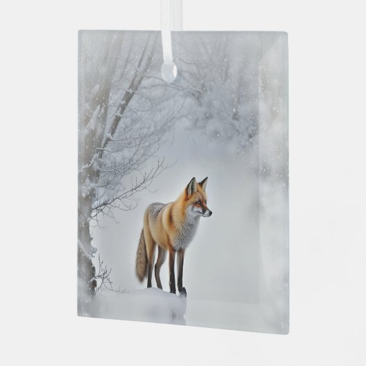 Vos in Sneeuw Wildlife Mooie Kerst Glas Ornament (Voorkant links)