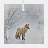 Vos in Sneeuw Wildlife Mooie Kerst Glas Ornament (Voorkant)