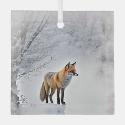 Vos in Sneeuw Wildlife Mooie Kerst Glas Ornament (Voorkant)