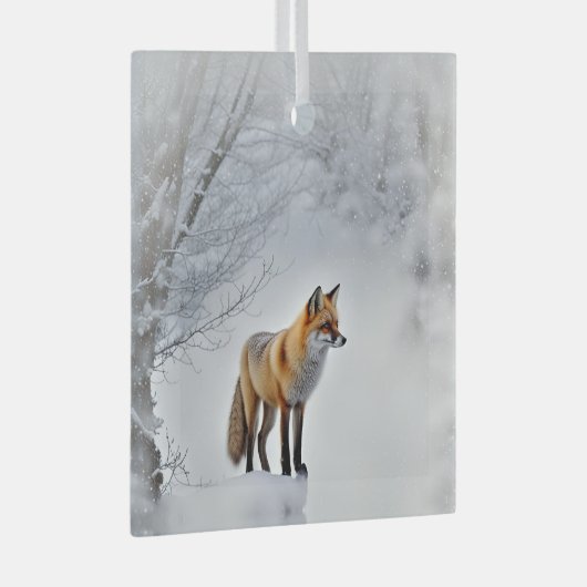 Vos in Sneeuw Wildlife Mooie Kerst Glas Ornament (Voorkant Rechts)