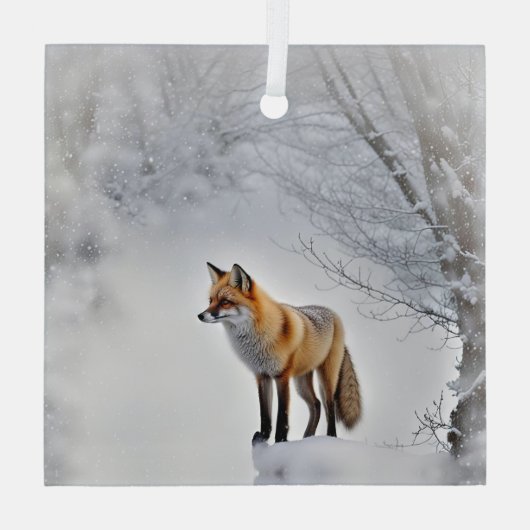 Vos in Sneeuw Wildlife Mooie Kerst Glas Ornament (Achterkant)