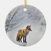 Vos in Sneeuw Wildlife Mooie Kerst Keramisch Ornament (Voorkant)