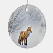Vos in Sneeuw Wildlife Mooie Kerst Keramisch Ornament (Links)