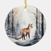 Vos in Snowy Winter Woodlands Forest Animals Keramisch Ornament (Voorkant)