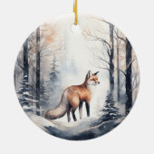 Vos in Snowy Winter Woodlands Forest Animals Keramisch Ornament (Achterkant)
