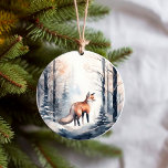 Vos in Snowy Winter Woodlands Forest Animals Keramisch Ornament<br><div class="desc">waterverf look fox in een besneeuwd winterbos. Perfect voor uw bos thema vakantie inrichting of uw hut in de bossen.</div>