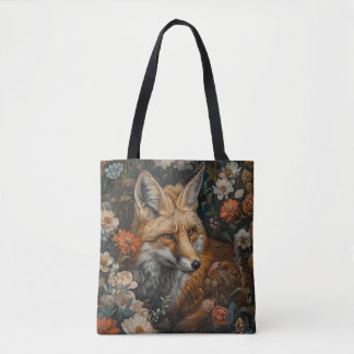 vos in wilde bloementuin tote bag