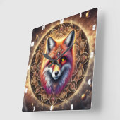 Vos Ingewikkelde Mandala Ontwerp Levendige Kosmisc Vierkante Klok (Hoek)