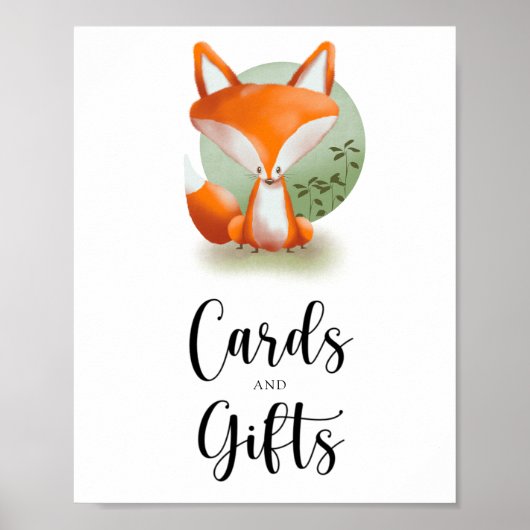 Vos - kaarten en cadeaus baby shower poster (Voorkant)