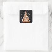 Vos Kerstboom Vos Xmas Boom Grappig Dier Vierkante Sticker (Tas)