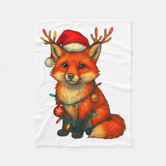 Vos Kerstverlichting Kerstmis Fleece Deken (Voorkant)