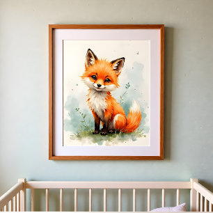 Vos-kinderkamer-muurkunst – Bos-babykamer  Poster