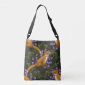 Vos, klokbloemen en klimop, groen, sinaasappel en  crossbody tas (Achterkant)