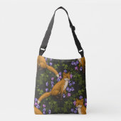 Vos, klokbloemen en klimop, groen, sinaasappel en crossbody tas (Voorkant)